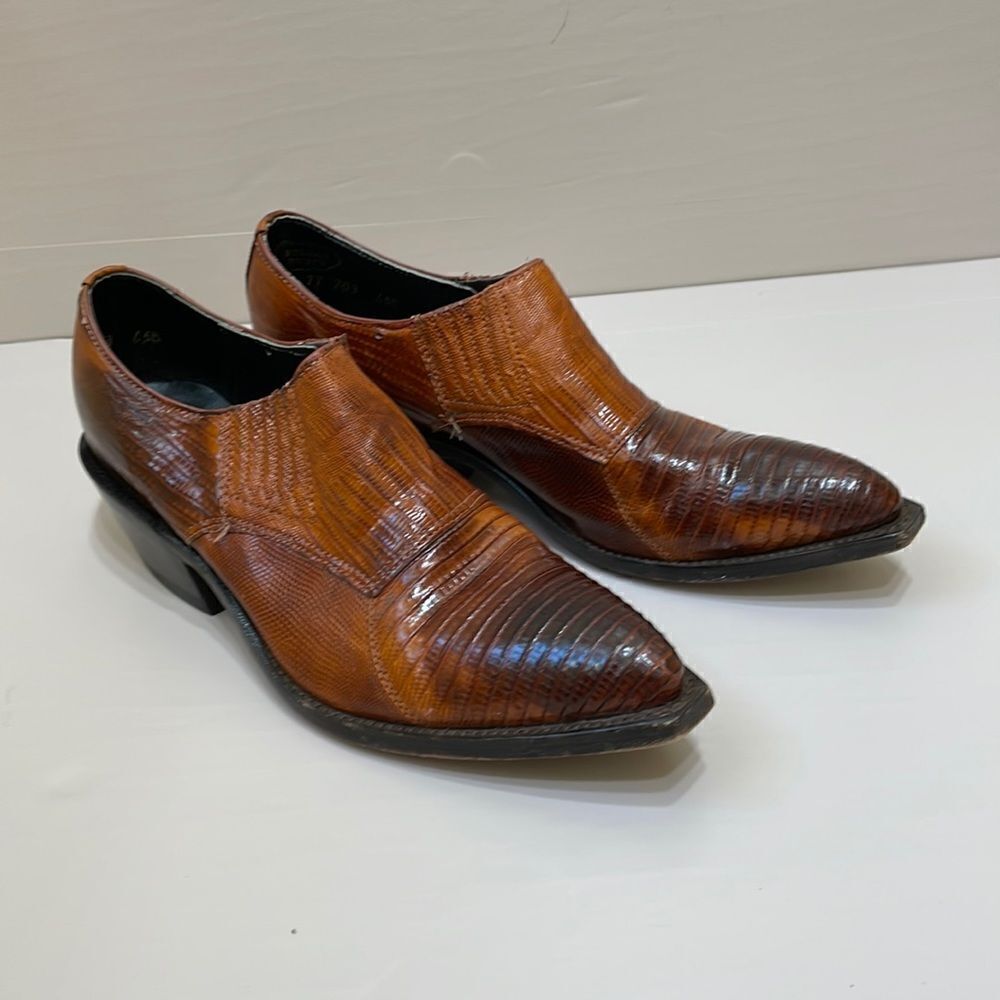 Nocona Brown Croc-Embossed Leather Ankle Booties